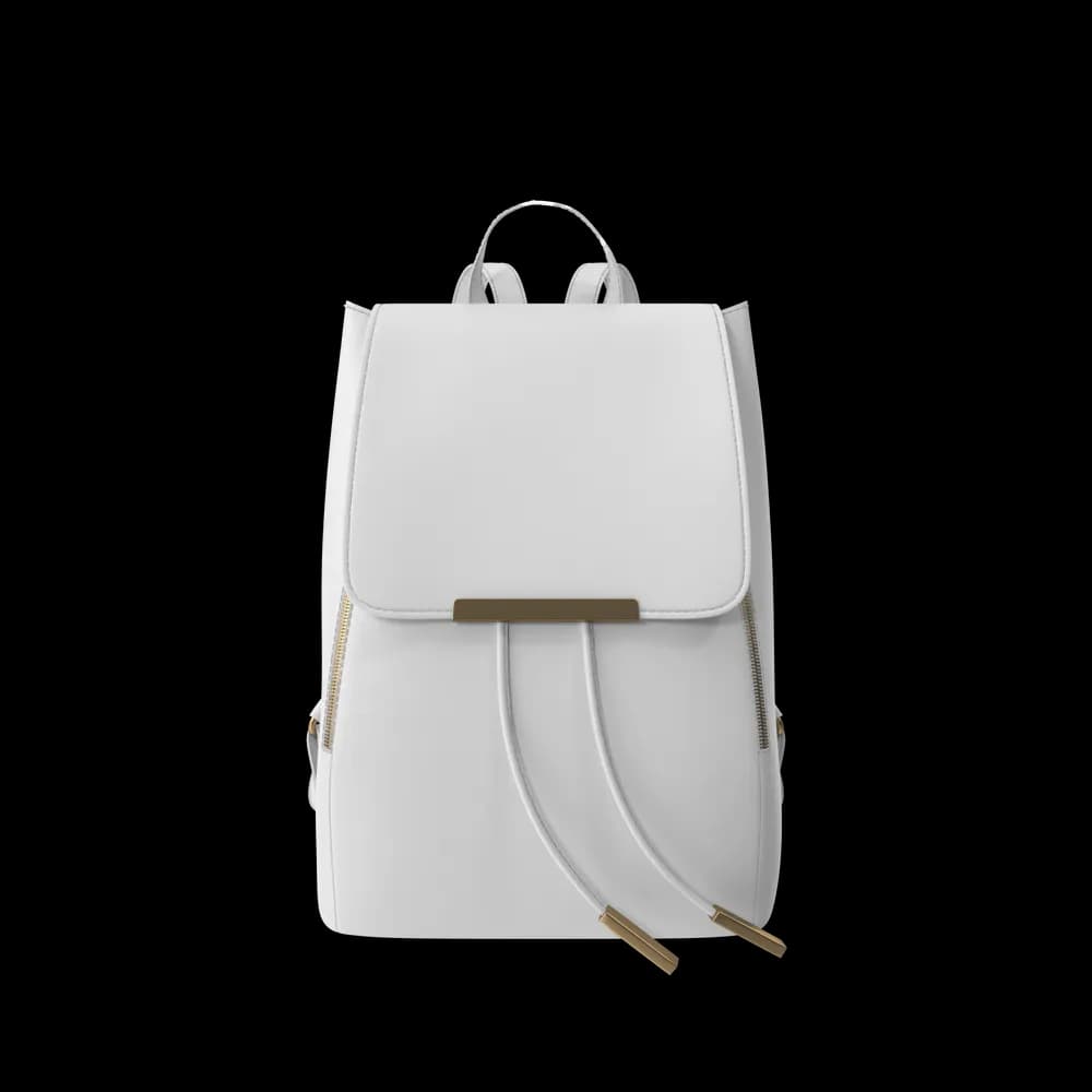 White Faux Leather Backpack - Imagem 1